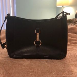 Black leather shoulder bag